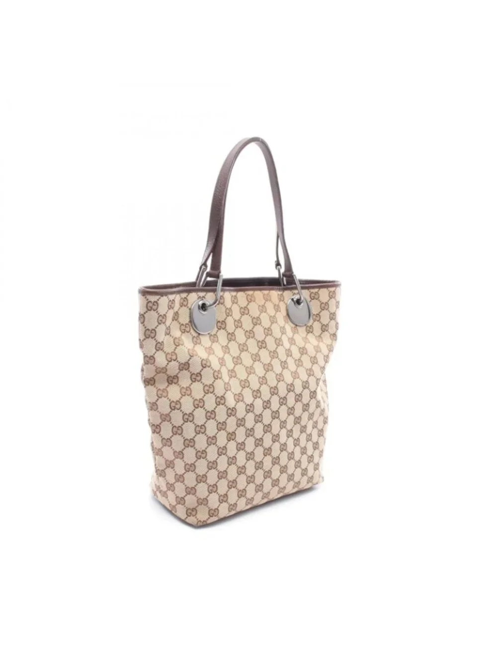 Gucci Tote GG Canvas Beige Dark Brown